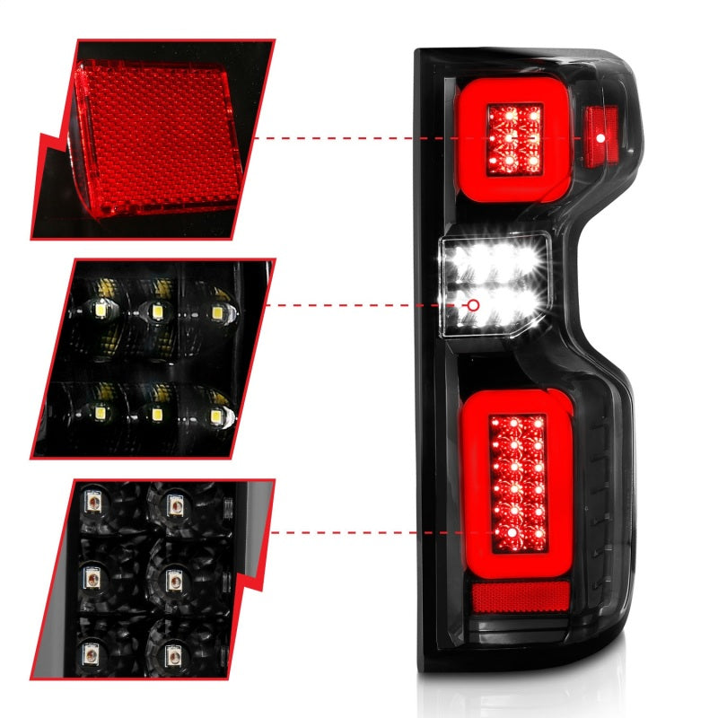 Anzo 19-21 Chevy Silverado Full LED Tailights Black Housing Clear Lens G2 (w/C Light Bars)-SR1 Performance