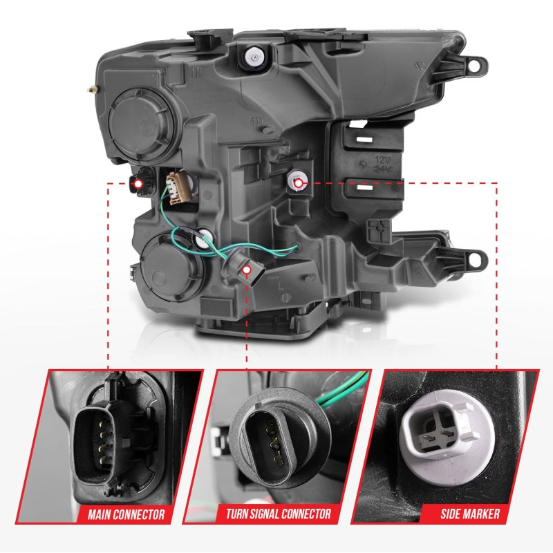 ANZO 2018-2020 Ford F-150 Projector Headlight w/Plank Style Switchback Chrome Housing-SR1 Performance