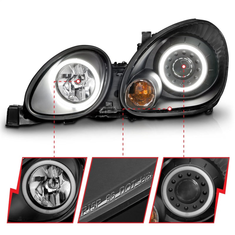 ANZO 1998-2005 Lexus Gs300 Projector Headlights w/ Halo Black-SR1 Performance