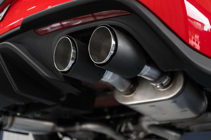 MBRP 18-20 Ford Mustang GT 5.0 w/ Quad Tip Active Exhaust Cat Back Split Rear T304 w/ Carb Fib Tips-SR1 Performance