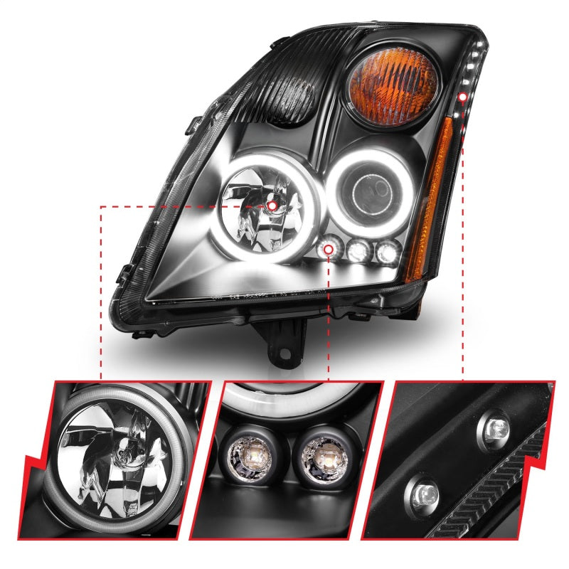 ANZO 2007-2012 Nissan Sentra Projector Headlights Black-SR1 Performance