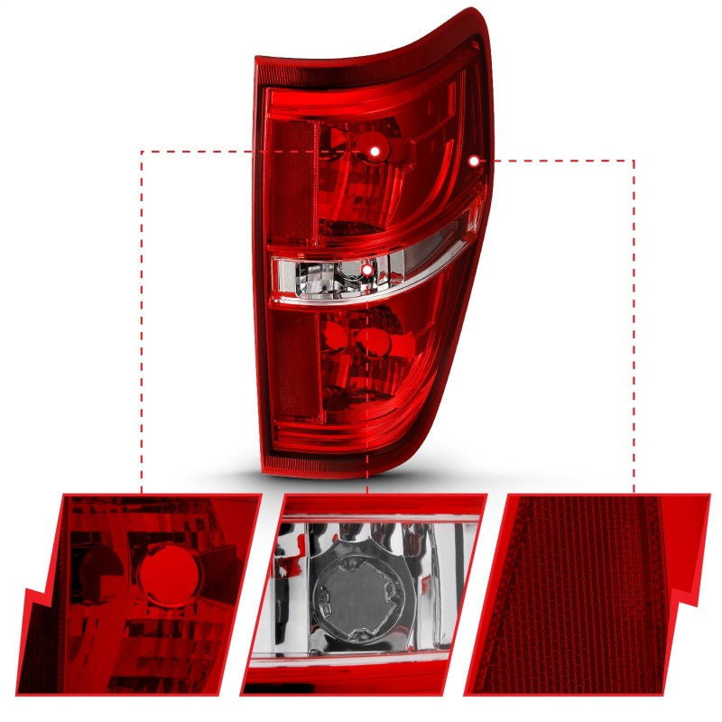 ANZO 2009-2014 Ford F-150 Euro Taillight Red/Clear (W/O Bulb)-SR1 Performance