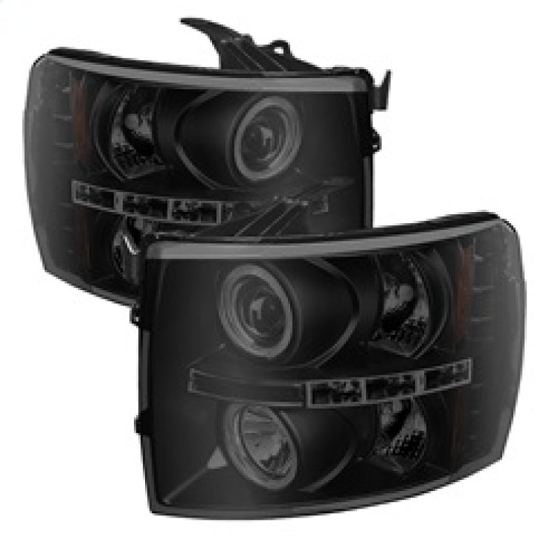Spyder Chevy Silverado 1500/2500 07-13 Projector Headlights LED Halo LED Blk Smke PRO-YD-CS07-HL-BSM-SR1 Performance