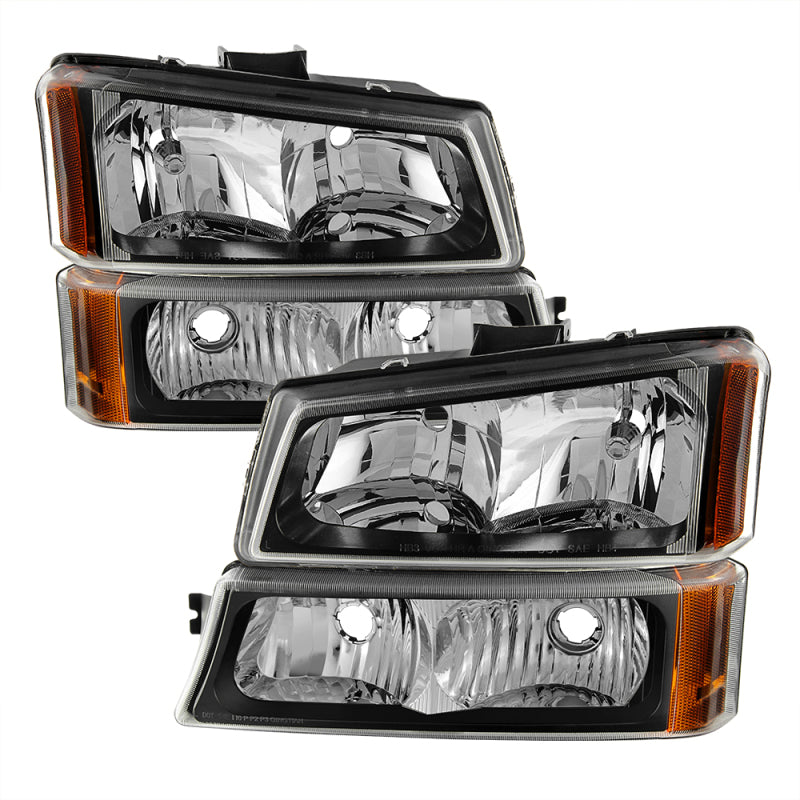 Xtune Chevy Silverado 2500HD 03-06 Crystal Headlights w/ Bumper Lights Black HD-JH-CSIL03-AM-BK-SET-SR1 Performance