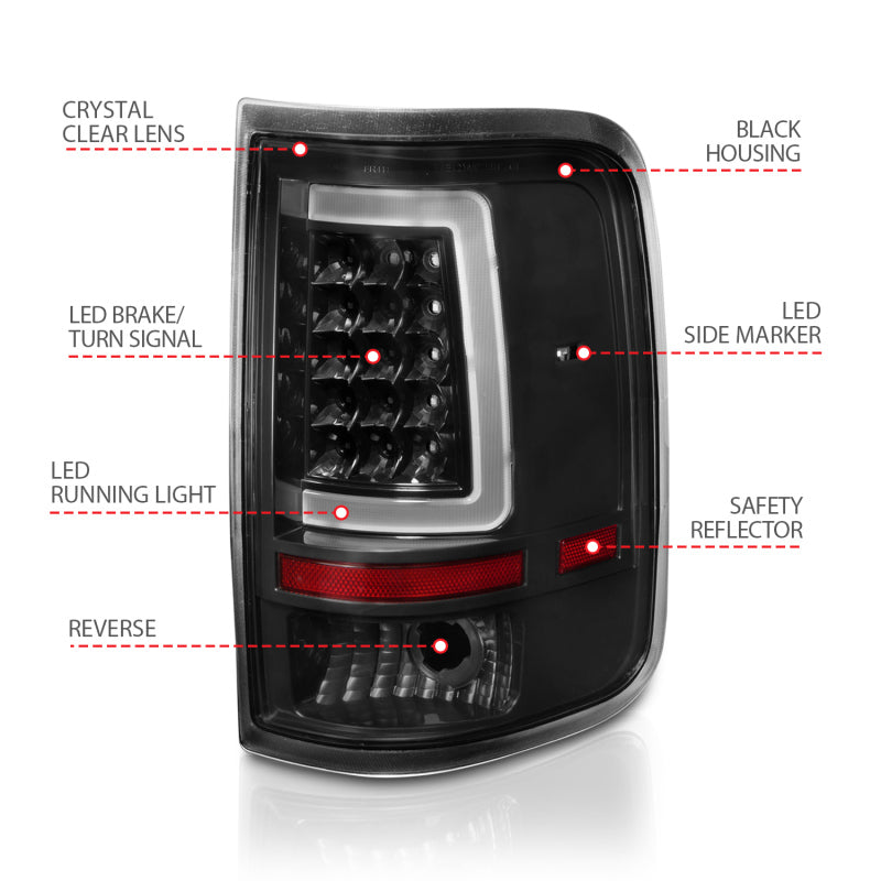 ANZO 2004-2006 Ford F-150 LED Tail Lights w/ Light Bar Black Housing Clear Lens-SR1 Performance