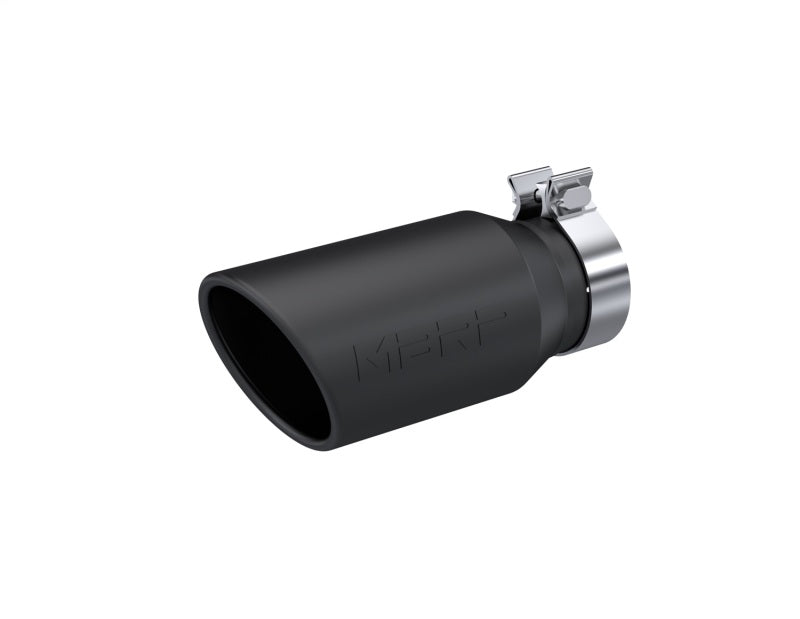 MBRP Universal Tip 4.5in OD / 3.2in Inlet / 10in Length / Angled Cut Rolled End - Black-SR1 Performance