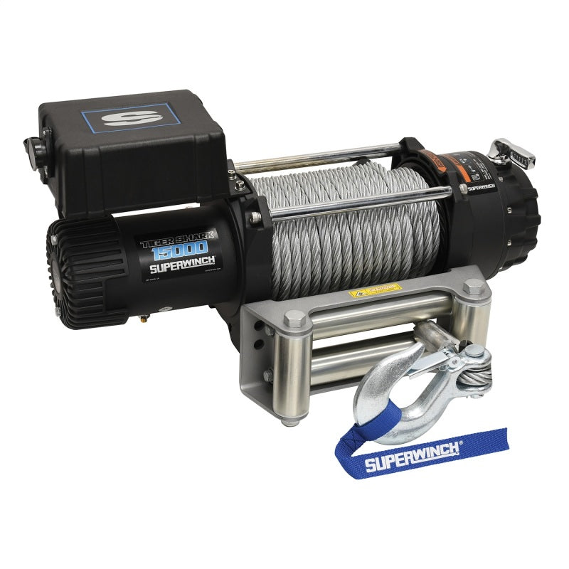 Superwinch 15000 LBS 12V DC 7/16in x 82ft Wire Rope Tiger Shark 11500 Winch-SR1 Performance