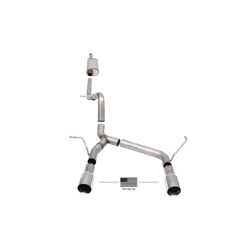 Corsa 2007-2018 Jeep Wrangler JKU 3.6L/3.8L 2.75in Sport Cat-Back Exhaust w/ 4in American Flag Tips-SR1 Performance