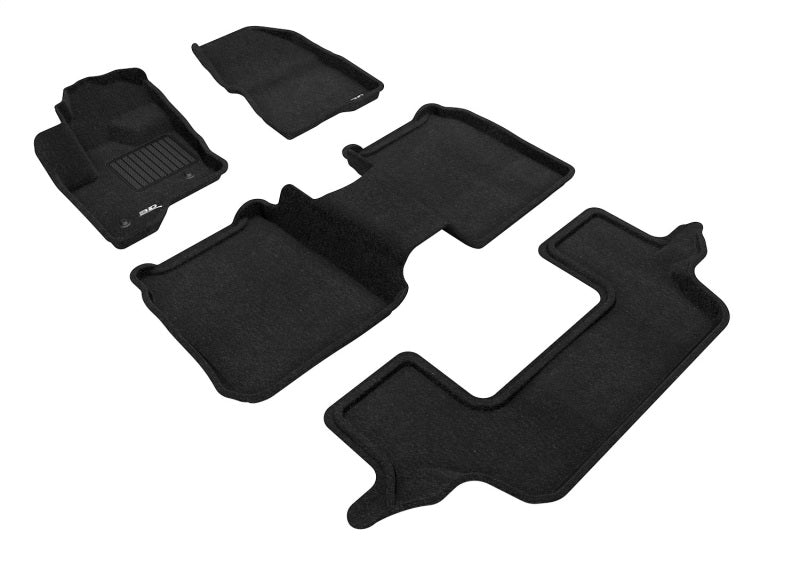 3D Maxpider 09-19 Ford Flex w Center Console Elegant 1st 2nd 3rd (2 Eyelets) -Floor Mat Set (Black)-SR1 Performance