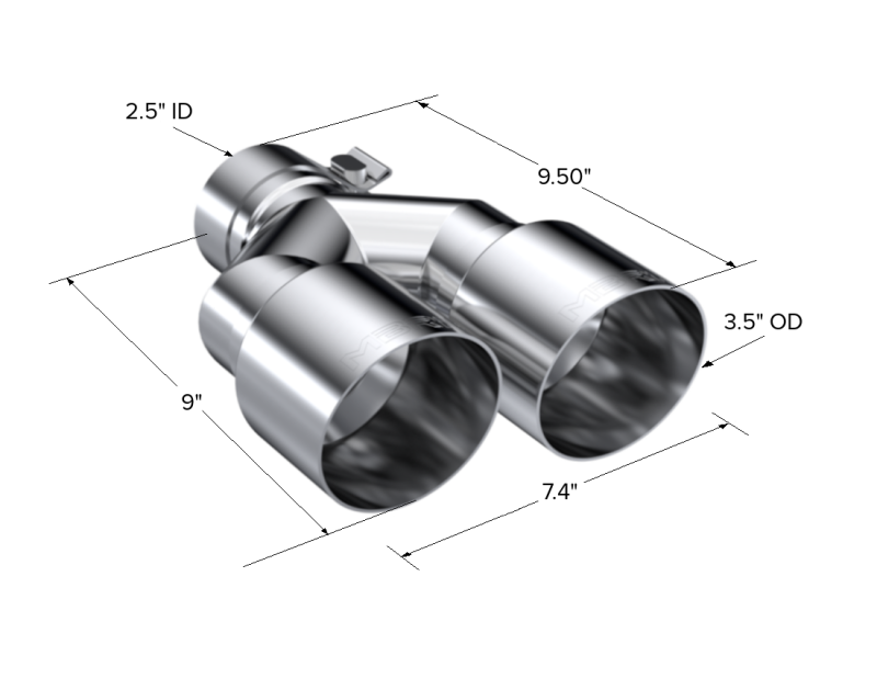 MBRP Universal T304 SS Dual Tip 3.5in OD/2.5in Inlet-SR1 Performance