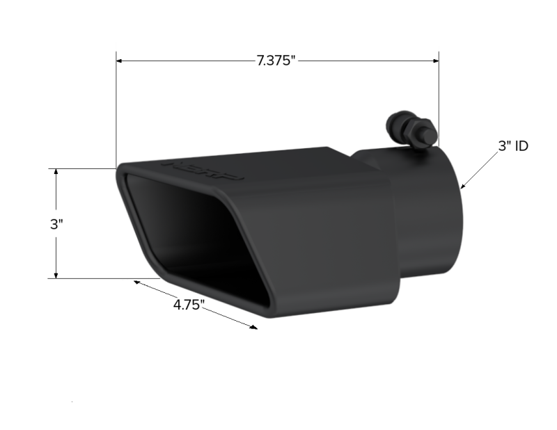 MBRP Universal Tip 4.75inx 3in Rectangle Angled Cut 3in O.D. inlet Pass. Side 7.375in length Black-SR1 Performance