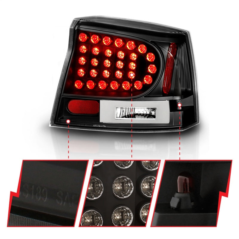 ANZO 2006-2008 Dodge Charger LED Taillights Black-SR1 Performance