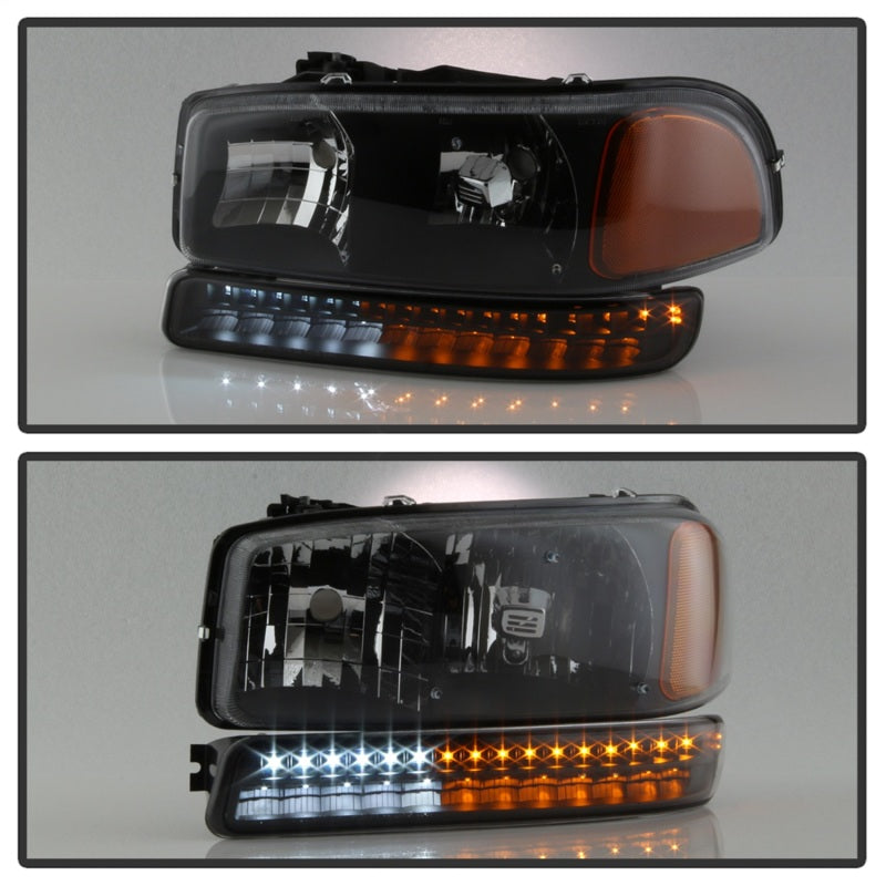 xTune GMC Sierra 99-06 /Yukon 00-06 Headlights & LED Bumper Lights - Black HD-JH-GS99-LED-SET-BK-SR1 Performance