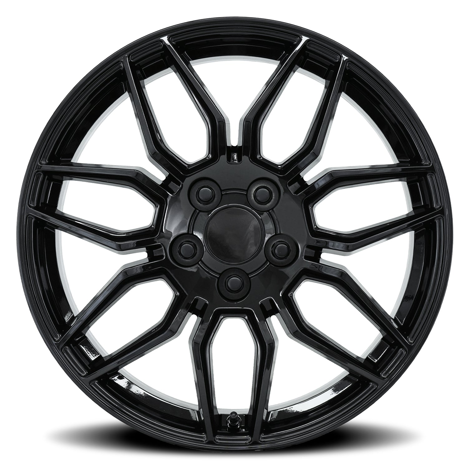 FR 401 – C8 ZO6 CORVETTE REPLICA WHEELS-Gloss Black 19x10 5x4.75 + 40 HB 70.3