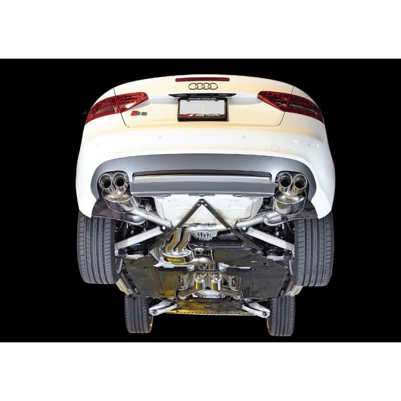 AWE Tuning Audi B8 / B8.5 S5 Cabrio Touring Edition Exhaust - Resonated - Chrome Silver Tips-SR1 Performance