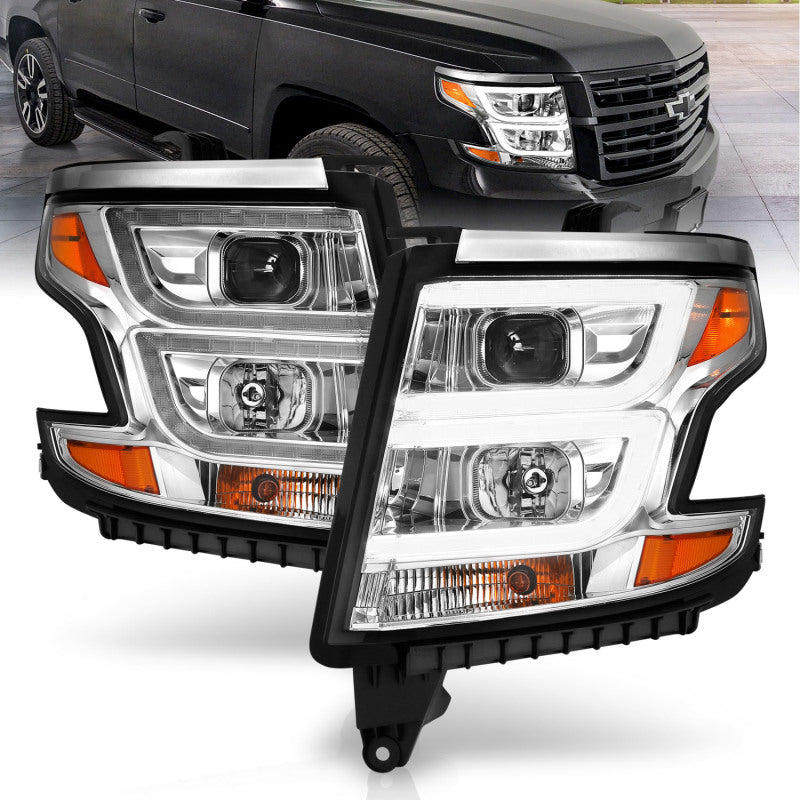 ANZO 2015-2020 Chevy Tahoe Projector Headlights Plank Style Chrome w/DRL-SR1 Performance