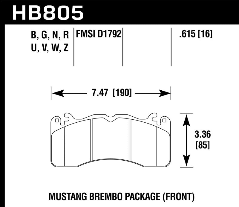 Hawk 15-17 Ford Mustang Brembo Package DTC-30 Front Brake Pads-SR1 Performance