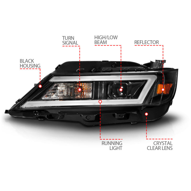 Anzo 14-20 Chevrolet Impala Square Projector LED Bar Headlights w/ Black Housing-SR1 Performance