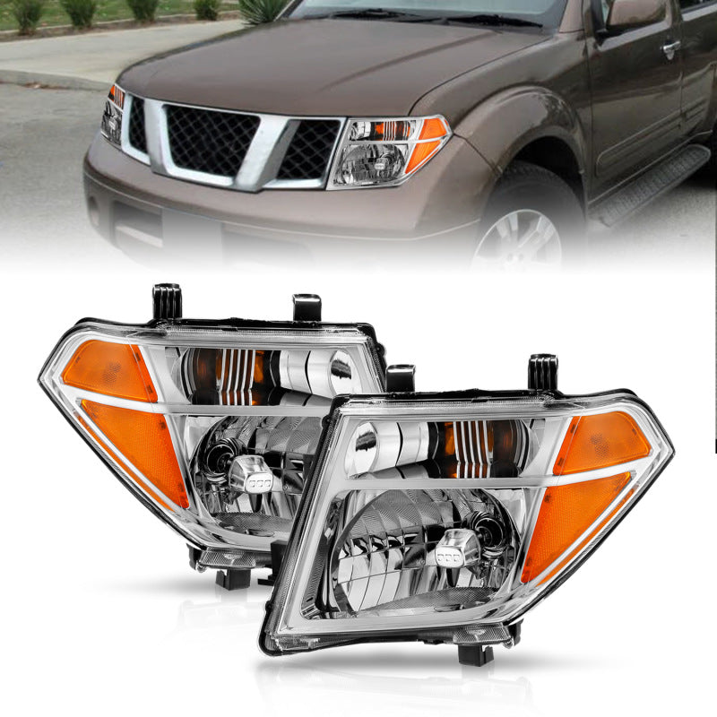 ANZO 2005-2008 Nissan Pathfinder Crystal Headlight Chrome Amber (OE Replacement)-SR1 Performance