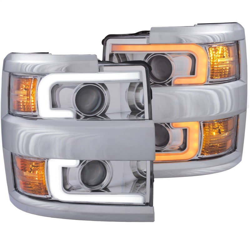 ANZO Projector Headlights 15-17 Chevrolet Silverado 2500HD / 3500HD Chrome w/ Chrome Rim-SR1 Performance