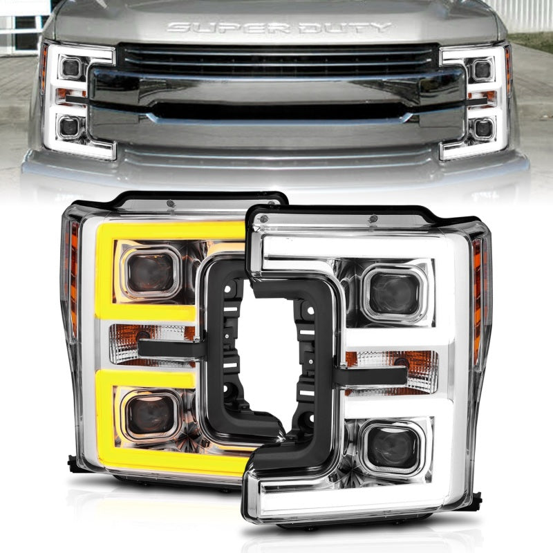 ANZO LED Headlights 17-18 Ford F-250 Super Duty Plank-Style L.E.D. Headlight Chrome (Pair)-SR1 Performance