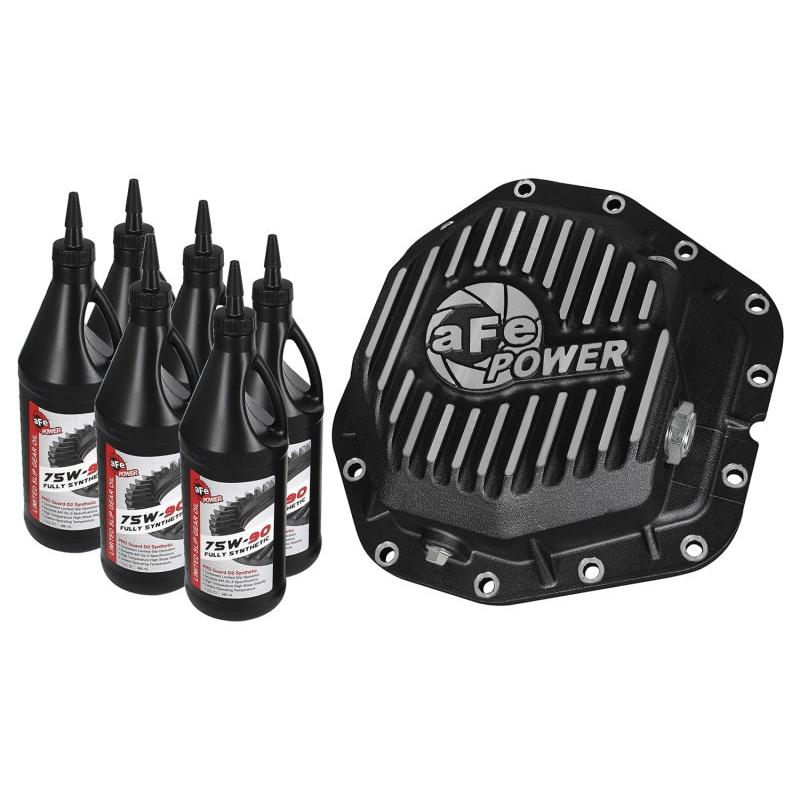 aFe Power Rear Diff Cover Black w/Machined Fins 17-19 Ford 6.7L (td) Dana M300-14 (Dually) w/ Oil-SR1 Performance
