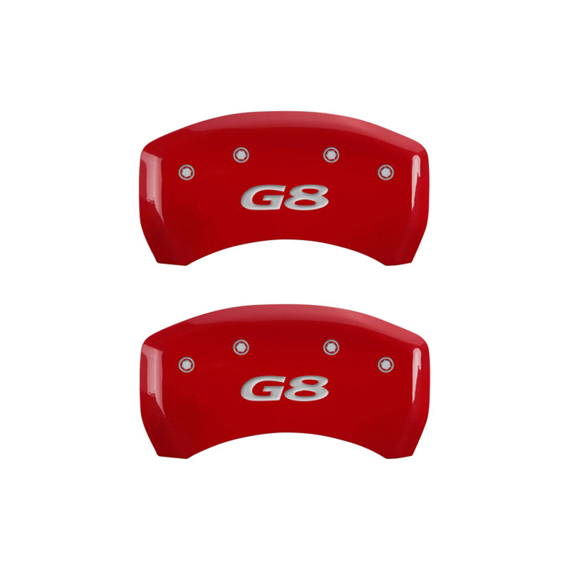 MGP 4 Caliper Covers Engraved Front Pontiac Engraved Rear G8 Red finish silver ch-SR1 Performance