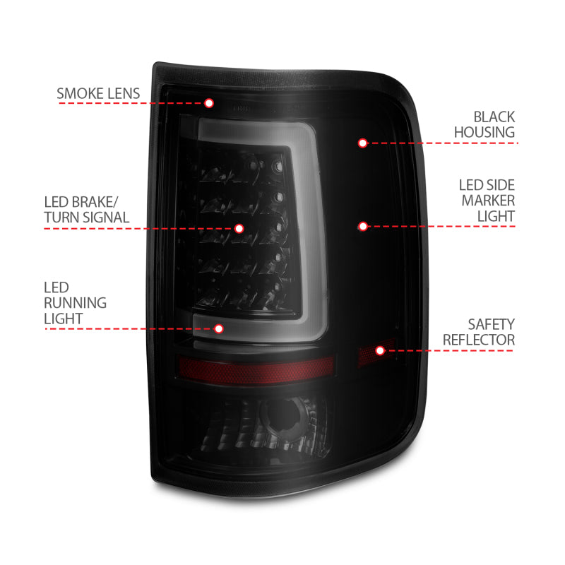 ANZO 2004-2006 Ford F-150 LED Tail Lights w/ Light Bar Black Housing Smoke Lens-SR1 Performance