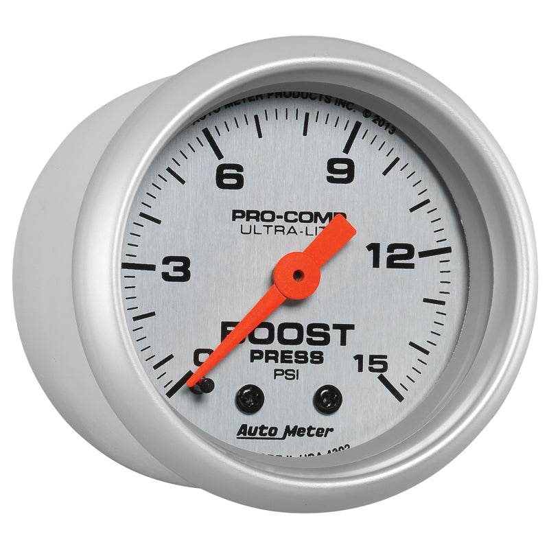Autometer Ultra-Lite 52mm 0-15 PSI Mechanical Boost Gauge-SR1 Performance