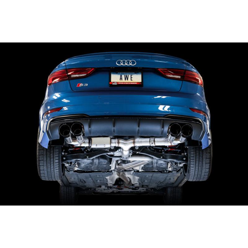 AWE Tuning Audi 8V S3 SwitchPath Exhaust w/Diamond Black Tips 102mm-SR1 Performance