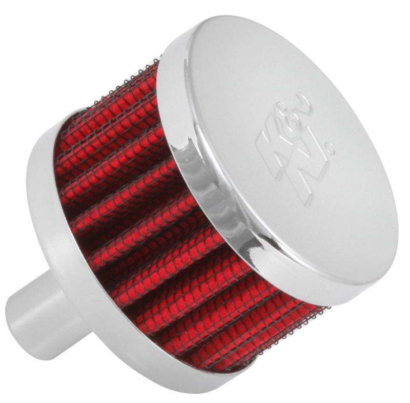 K&N Steel Base Chrome Top Crankcase Vent Filter 1/2in. Vent / 2in. OD / 1-1/2in. Height-SR1 Performance