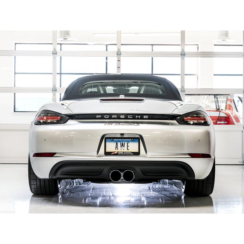 AWE Tuning Porsche 718 Boxster / Cayman Track Edition Exhaust - Chrome Silver Tips-SR1 Performance