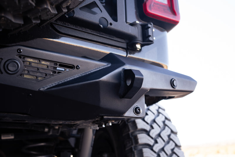 DV8 Offroad Spec Series Rear Bumper for 2018-2023 Jeep Wrangler JL - High Clearance Rock Crawling Bumper with D-Ring Mounts and Trail Lighting