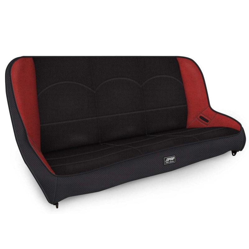 PRP Jeep JKU/JLU Low Back Rear Bench - Black/Red-SR1 Performance