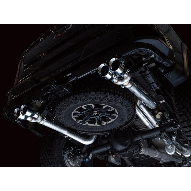 AWE Tuning 22-23 GMC Sierra 1500 AT4X 6.2L 0FG Catback Split Dual (Flat Bumper) - Chrome Silver Tips-SR1 Performance