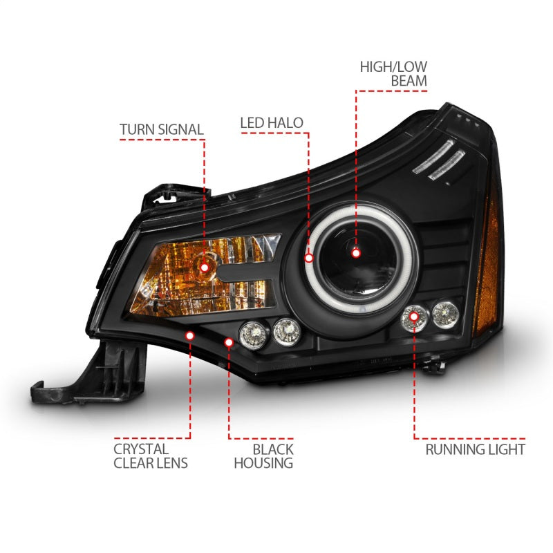 ANZO 2008-2011 Ford Focus Projector Headlights Black-SR1 Performance