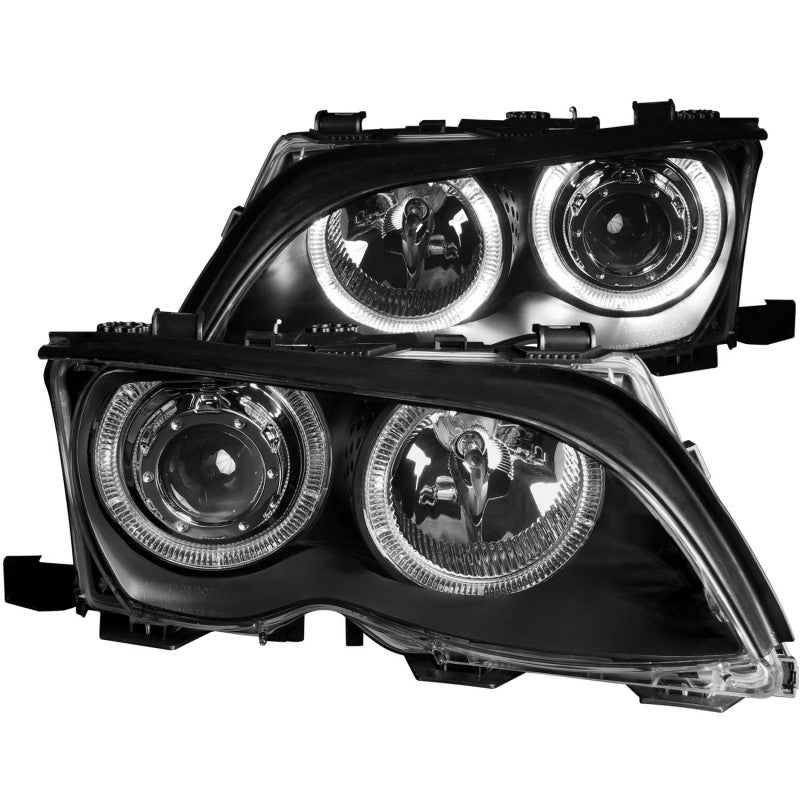 ANZO 2002-2005 BMW 3 Series E46 Projector Headlights w/ Halo Black-SR1 Performance