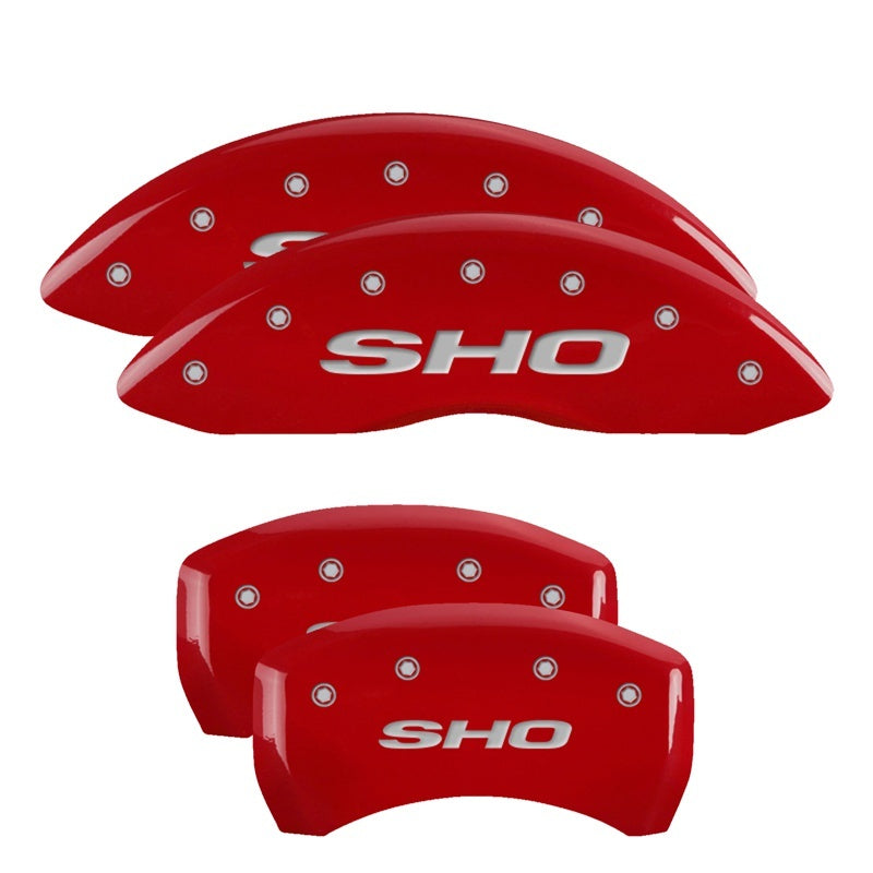 MGP 4 Caliper Covers Engraved Front & Rear SHO Red finish silver-SR1 Performance
