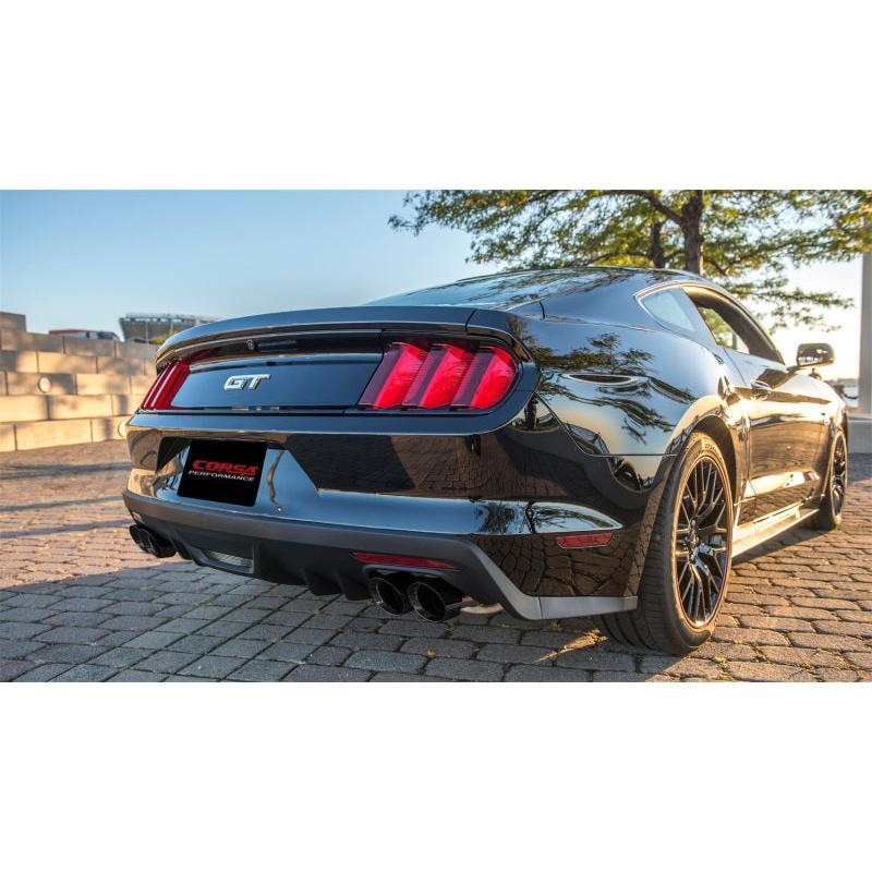 Corsa 2015-2017 Ford Mustang GT 5.0 3in Cat Back Exhaust Black Quad Tips (Xtreme)-SR1 Performance