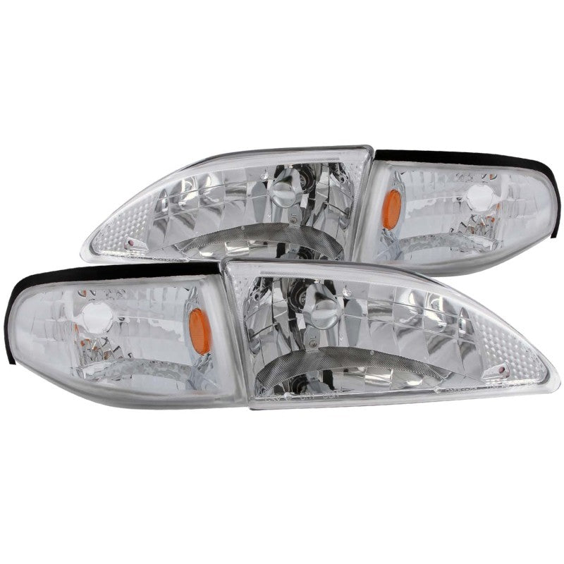 ANZO 1994-1998 Ford Mustang Crystal Headlights Chrome-SR1 Performance