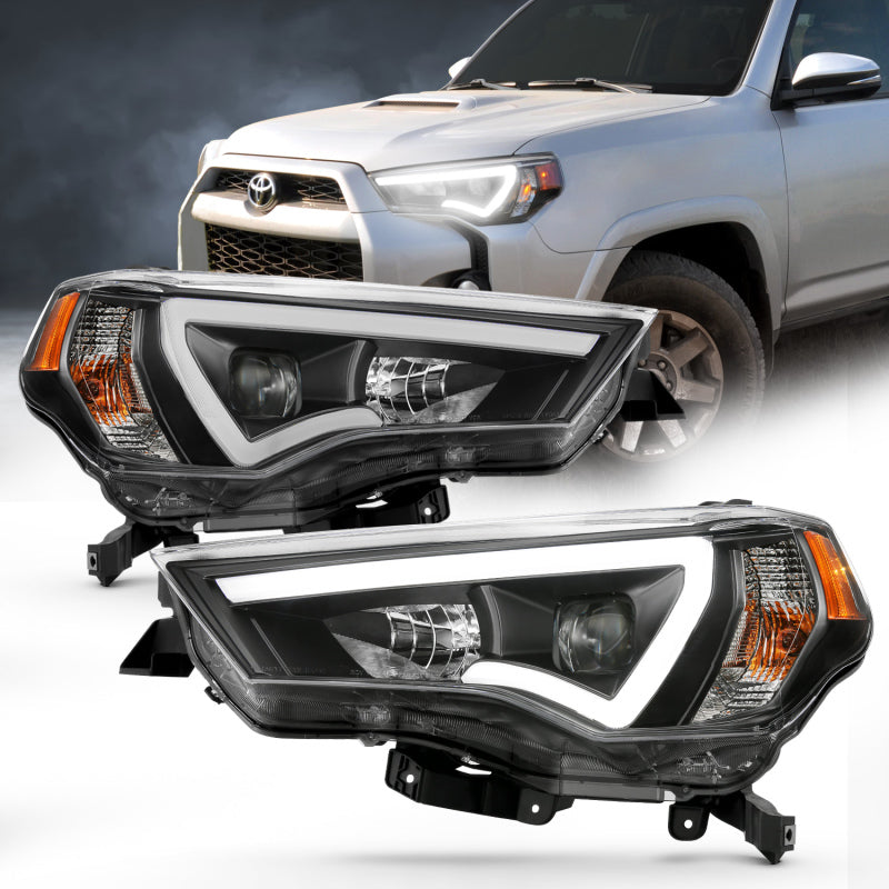 ANZO 14-18 Toyota 4 Runner Plank Style Projector Headlights Black w/ Amber-SR1 Performance