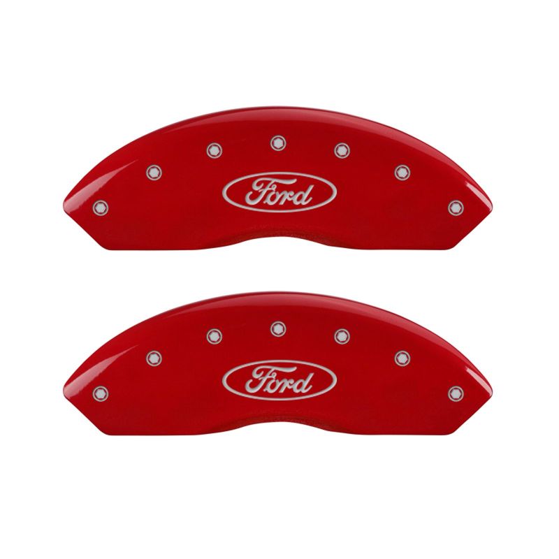 MGP 4 Caliper Covers Engraved Front & Rear Oval logo/Ford Red finish silver-SR1 Performance