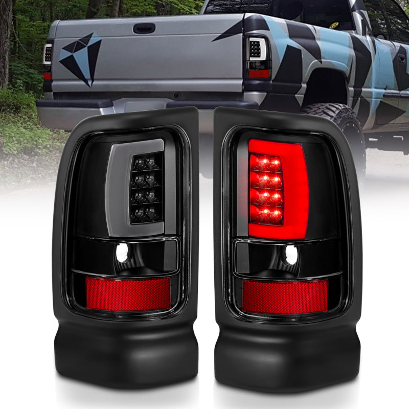 ANZO 1994-2001 Dodge Ram 1500 LED Taillights Plank Style Black w/Clear Lens-SR1 Performance