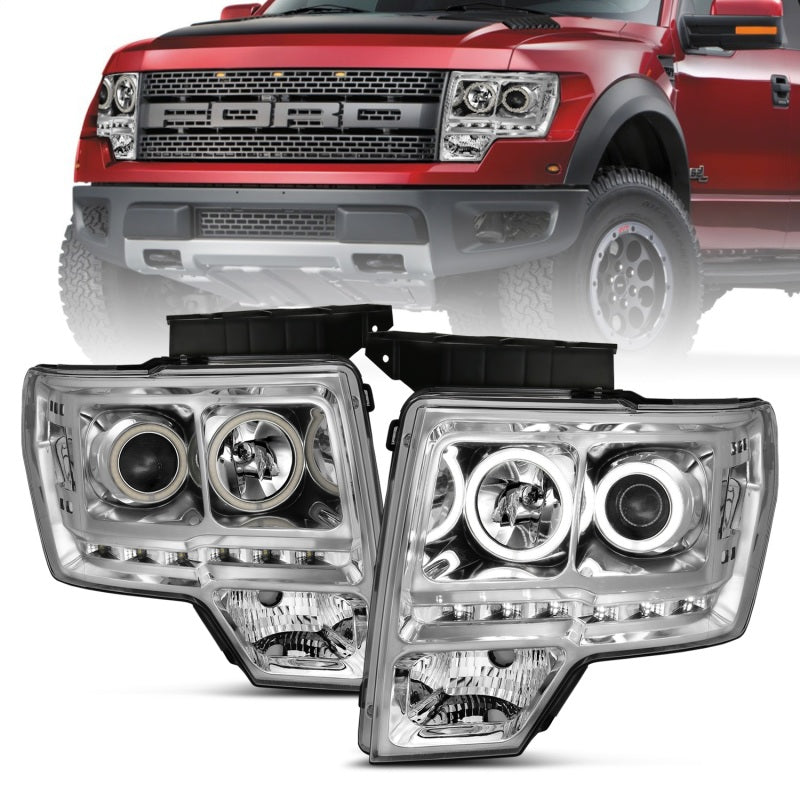 ANZO 2009-2014 Ford F-150 Projector Headlights w/ Halo Chrome (CCFL) G2-SR1 Performance