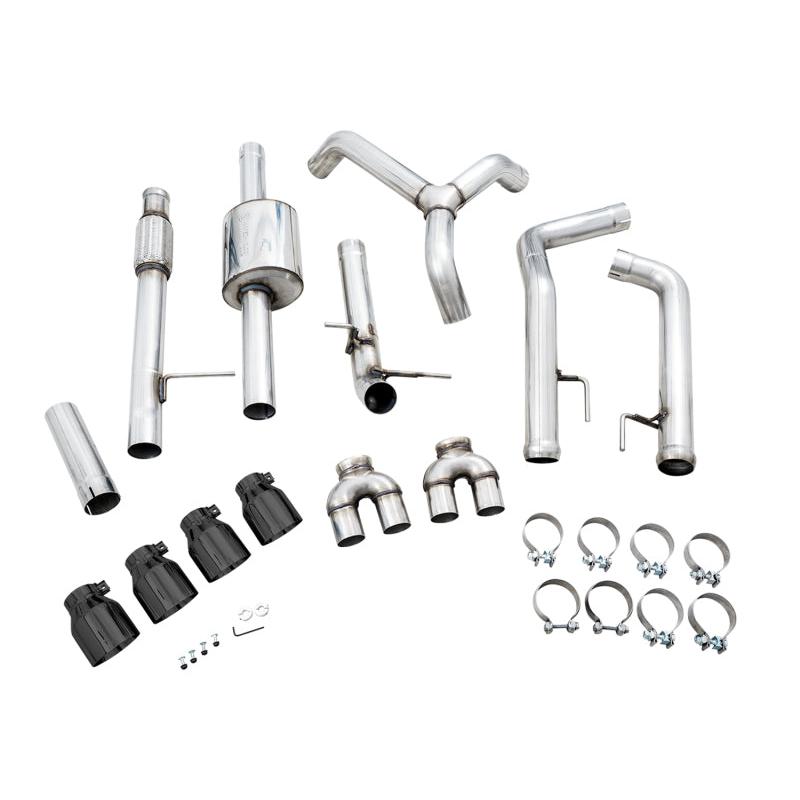 AWE Tuning 4th Gen GM 1500 5.3L 0FG Catback Split Rear Exit (w/ Bumper Cutouts) - Quad Diamond Tips-SR1 Performance