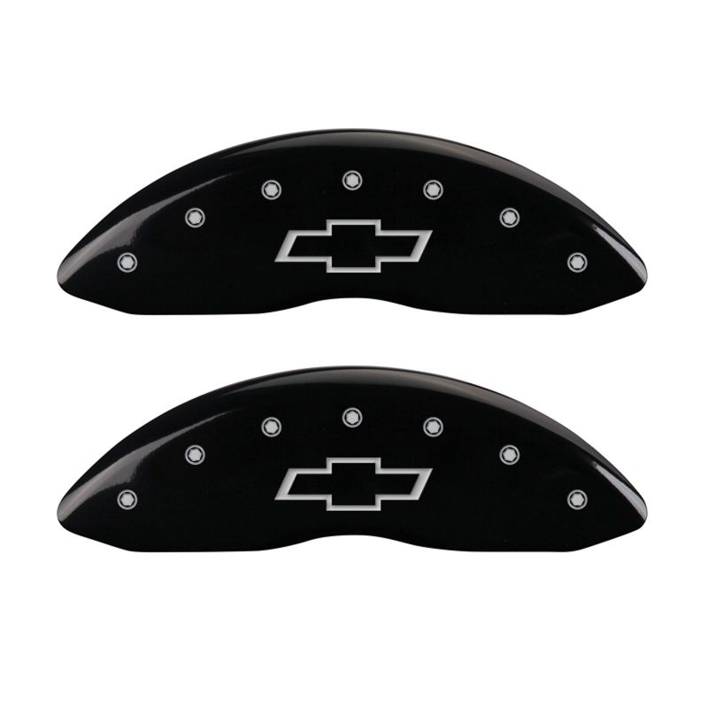 MGP 4 Caliper Covers Engraved Front & Rear Bowtie Black finish silver-SR1 Performance