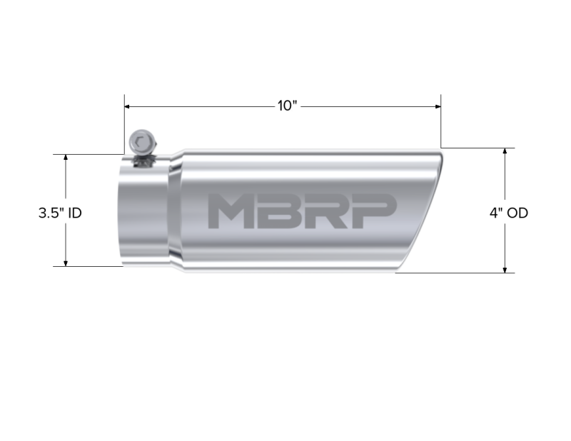 MBRP Universal Tip 4in O.D. Angled Rolled End 3 inlet 10 length-SR1 Performance