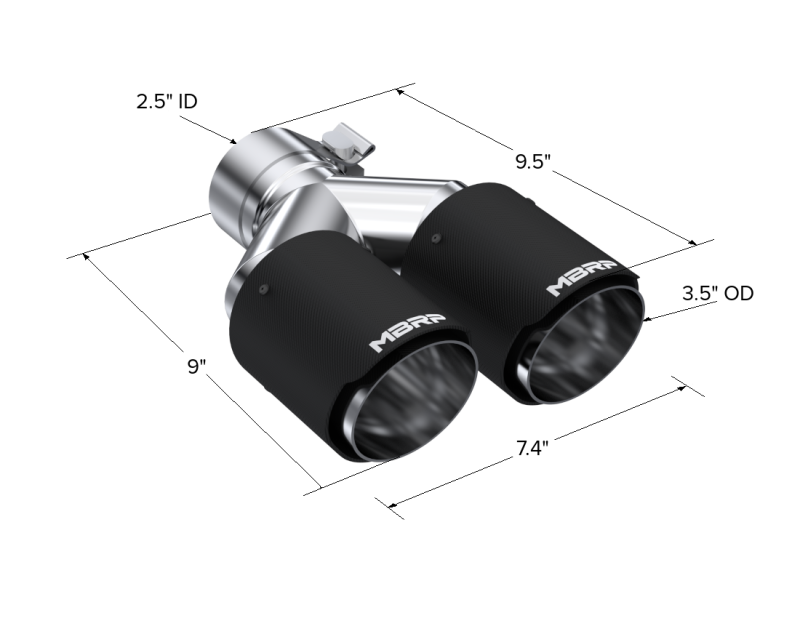 MBRP Universal Carbon Fiber Dual Tip 3.5in OD/2.5in Inlet-SR1 Performance