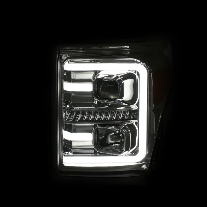 ANZO 11-16 Ford F-250/F-350/F-450 Projector Headlights w/ Plank Style Switchback Chrome w/Amber-SR1 Performance