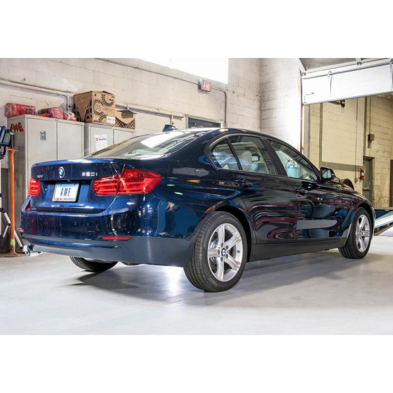 AWE Tuning BMW F30 320i Touring Exhaust & Performance Mid Pipe - Chrome Silver Tip (102mm)-SR1 Performance